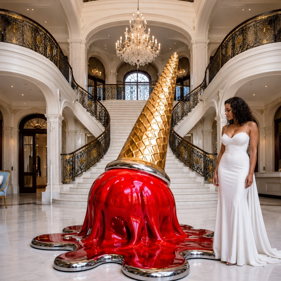 OSO Stainless Steel Inverted Indulgence Sculpture Stainless Steel Melting Ice Cream Sculpture