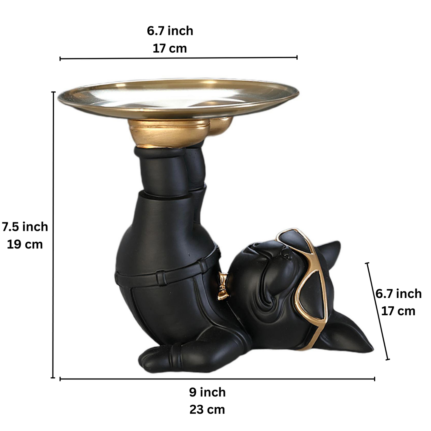 ArtZ® Yoga Bulldog Sculpture And Tray Bulldog Storage Bin And Tray