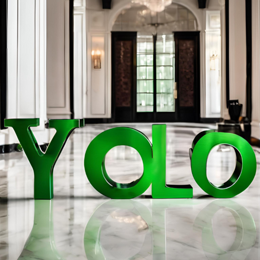 OSO Stainless Steel YOLO Sculpture Stainless Steel YOLO Sculpture Width: 36 inch (91 cm)