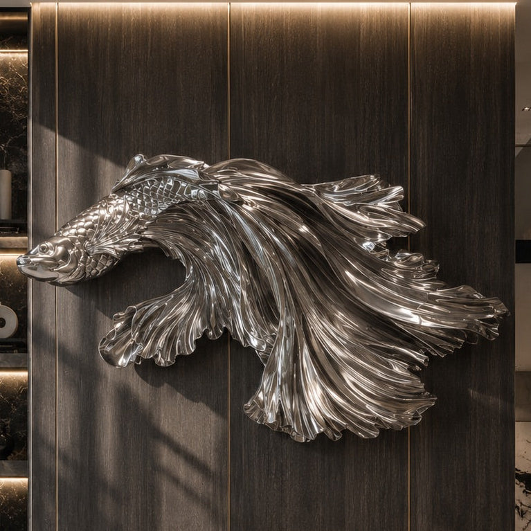 OSO Stainless Steel Celestial Current Sculpture Stainless Steel Fish Sculpture