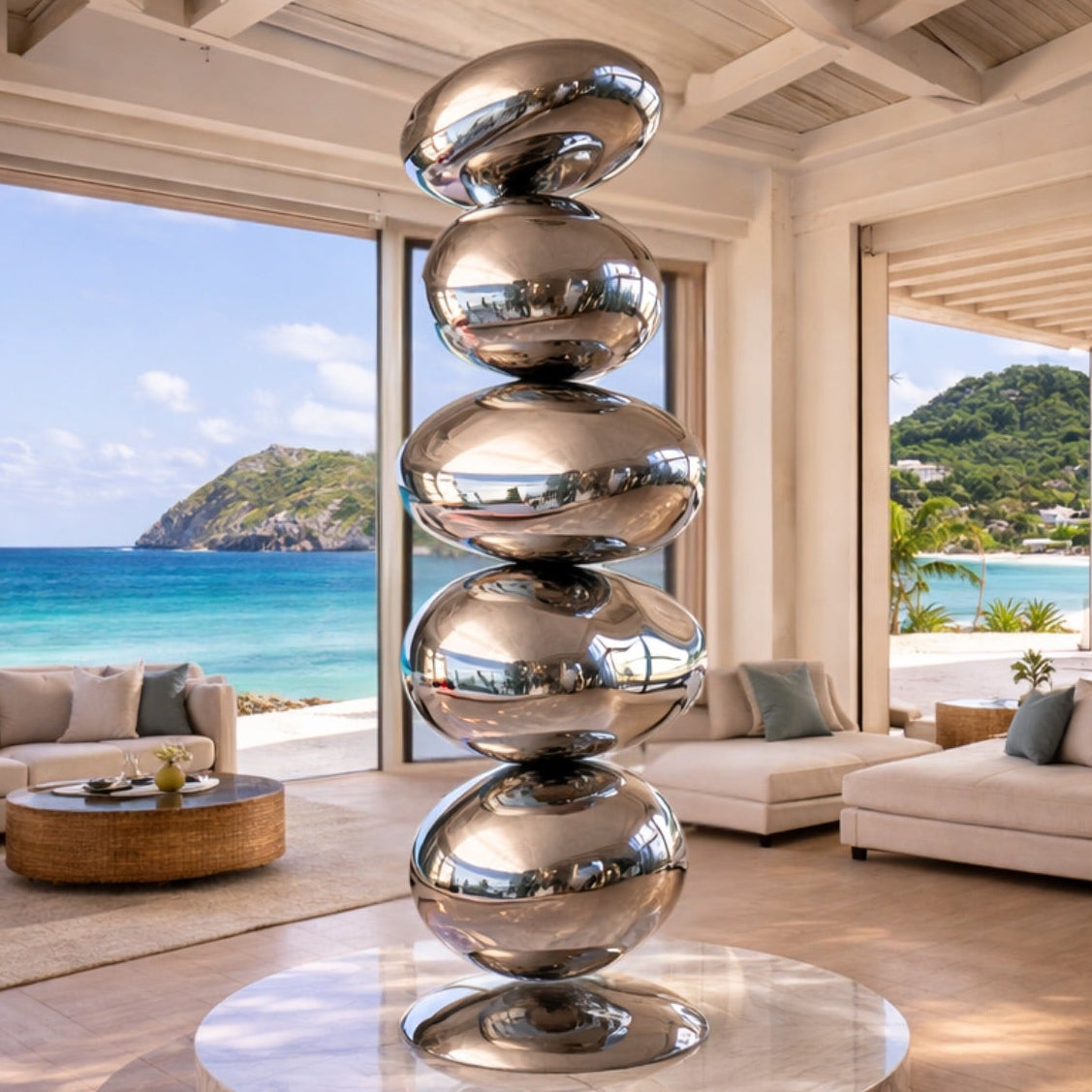 OSO Stainless Steel Floating Pebbles Sculpture