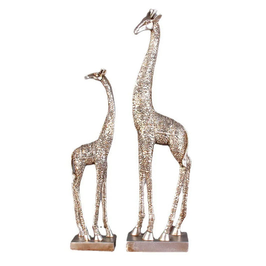ArtZ® Petal Posed Giraffe Sculpture Giraffe Sculpture Gold (1 Tall & 1 Short)