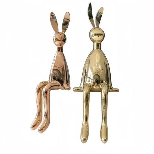 ArtZ® Shiny Hops Stainless Steel Sculpture Stainless Steel Bunny Sculpture