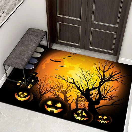 ArtZ® Very Scary Halloween Doormat Halloween Doormat Pumpkins; Bats; Yellow Moon 15.7 inch by 23.6 inch (40x60 cm)