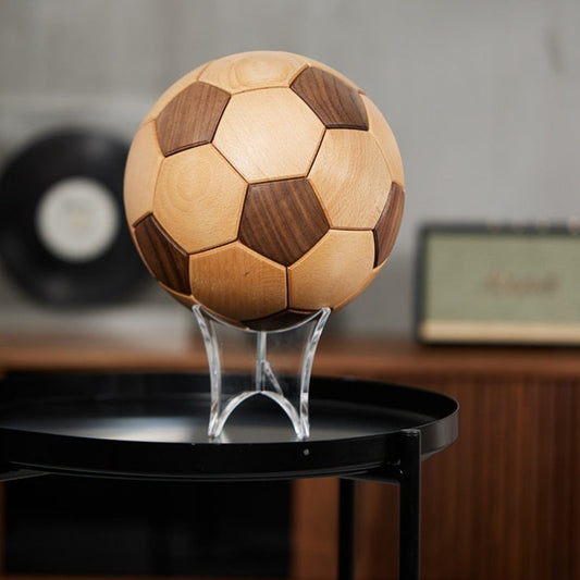 ArtZ® Wood Soccer Ball Sculpture Wood Soccer Ball Sculpture Style 2: Black Walnut Wood and Beech Wood