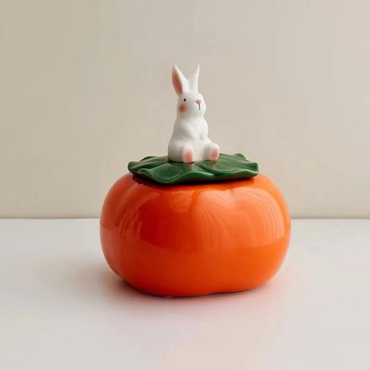 ArtZ® Pumpkin Patch Hopper Rabbit Sculpture Rabbit Sculptures Lazy Rabbit Storage Jar