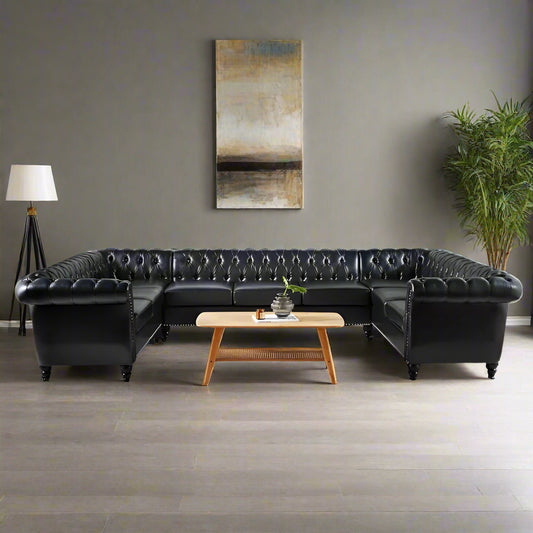 ArtZ® Luxe Sofa Sofa Black Synthetic Leather