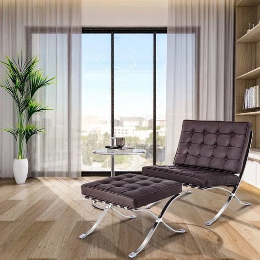 ArtZ® Nordic Chair And Ottoman Set Chair And Ottoman Set Dark Brown Chair With Ottoman