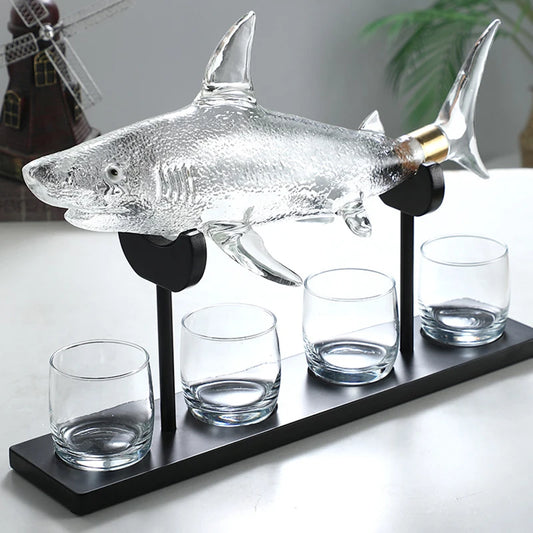 ArtZ® Shark Decanter And Glasses Set Shark Decanter