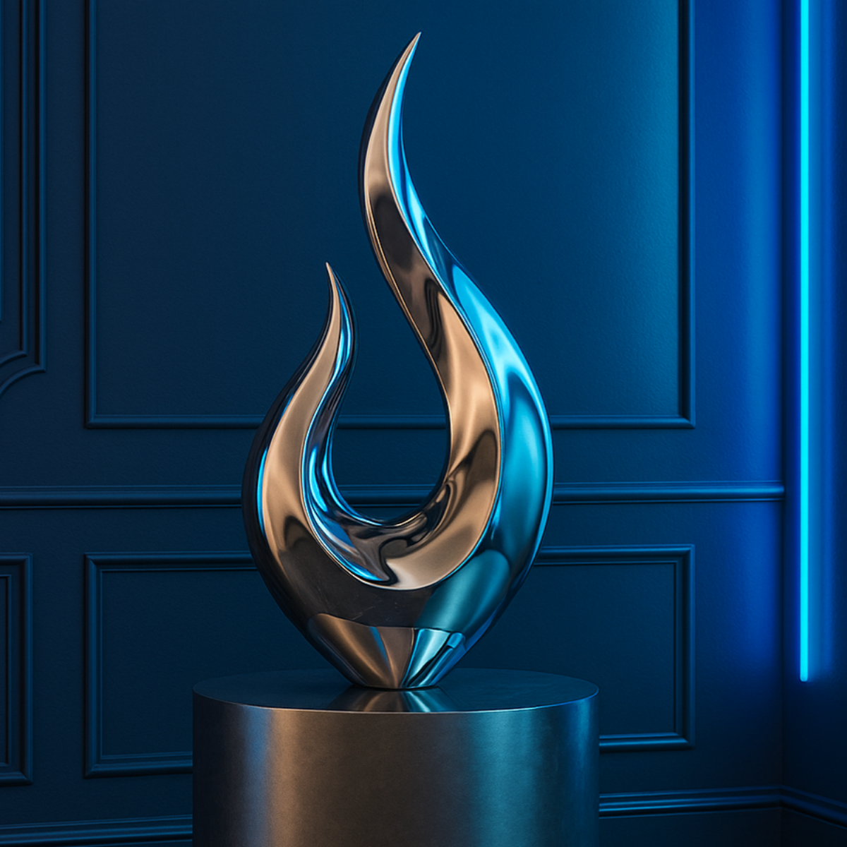 OSO Stainless Steel Solo Flame Sculpture Stainless Steel Flame Sculpture Height: 36 inch (91 cm)