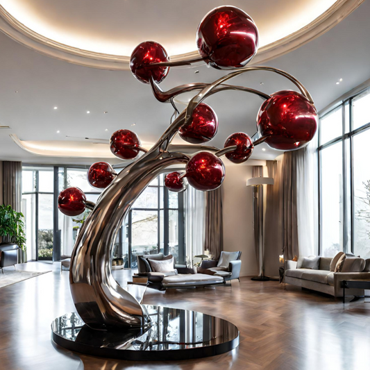 OSO Stainless Steel Cherry Tree Sculpture Stainless Steel Cherry Tree Sculpture Height: 36 inch (91 cm)
