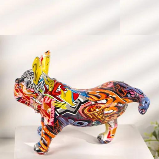ArtZ® French Bulldog Doing Number One Graffiti Painted Sculpture French Bulldog Graffiti Painted Sculpture Graffiti