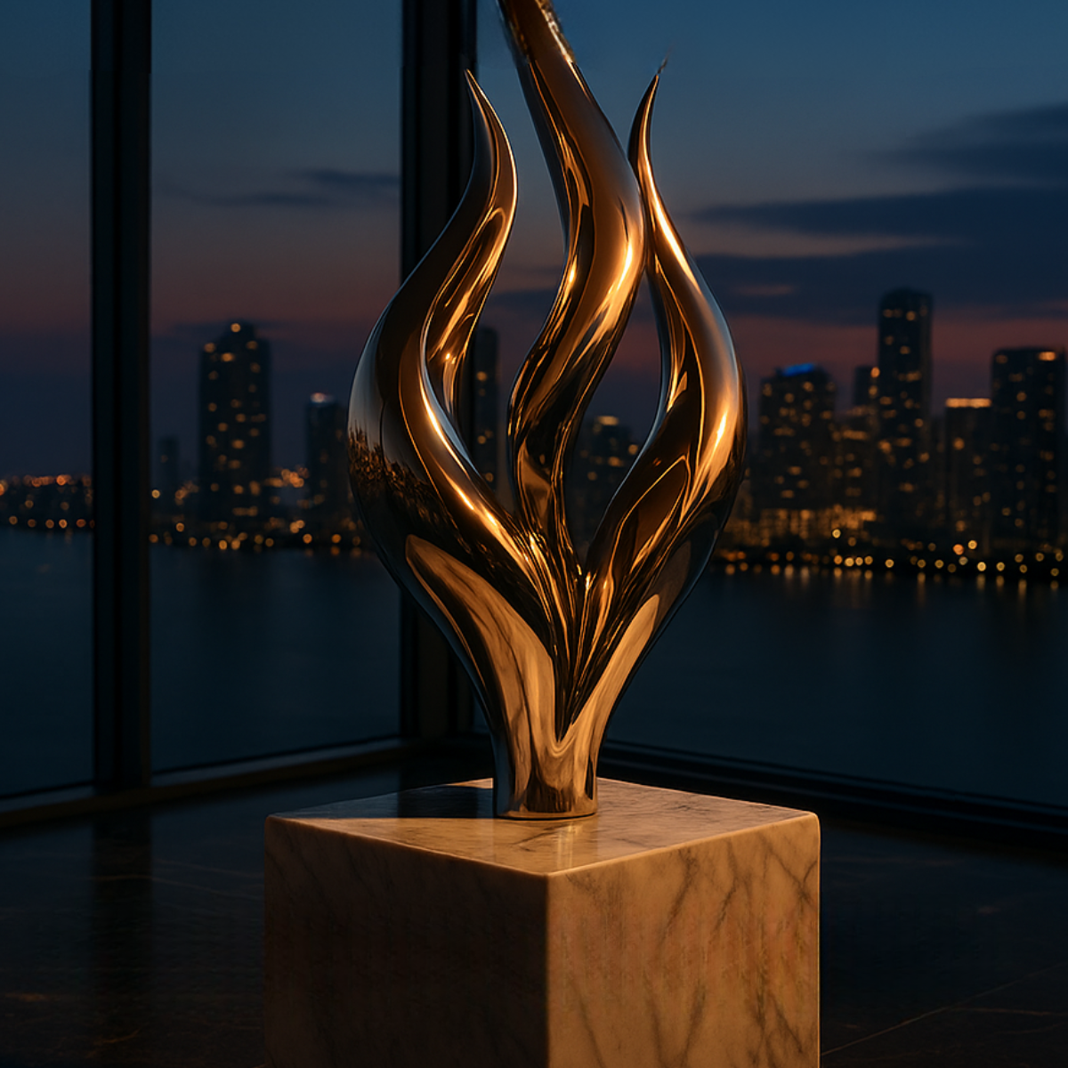 OSO Stainless Steel Fiery Flame Sculpture Stainless Steel Flame Sculpture Height: 36 inch (91 cm)