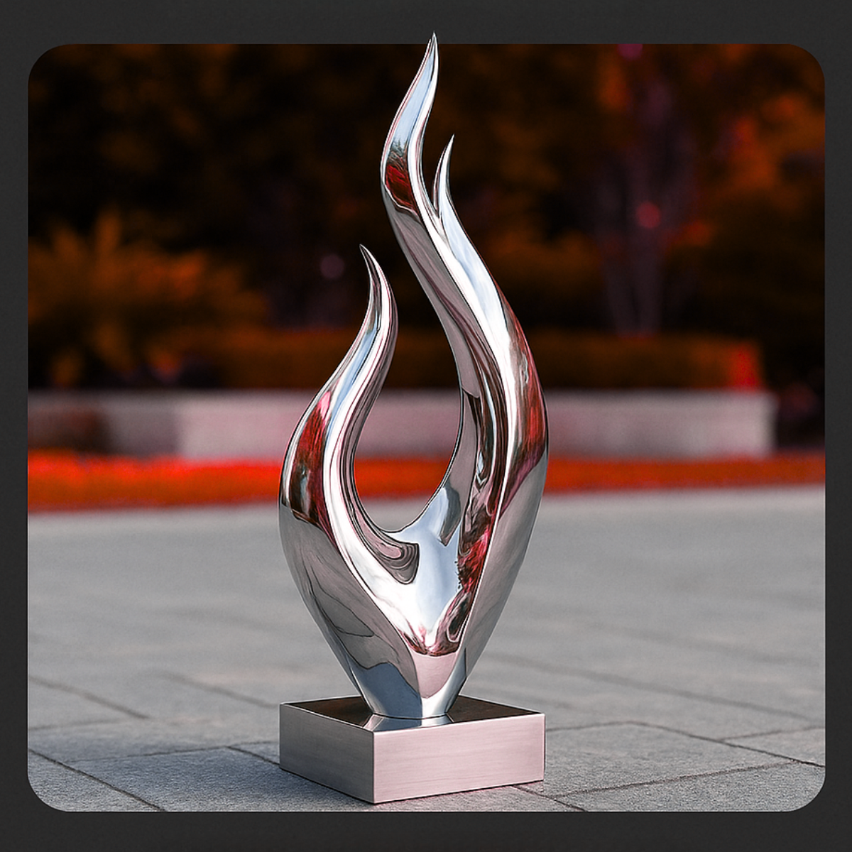 OSO Stainless Steel Sizzling Flame Sculpture Stainless Steel Flame Sculpture Height: 36 inch (91 cm)
