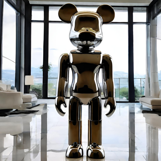 OSO Stainless Steel Bear Sculpture Stainless Steel Bear Sculpture Height: 36 inch (91 cm)