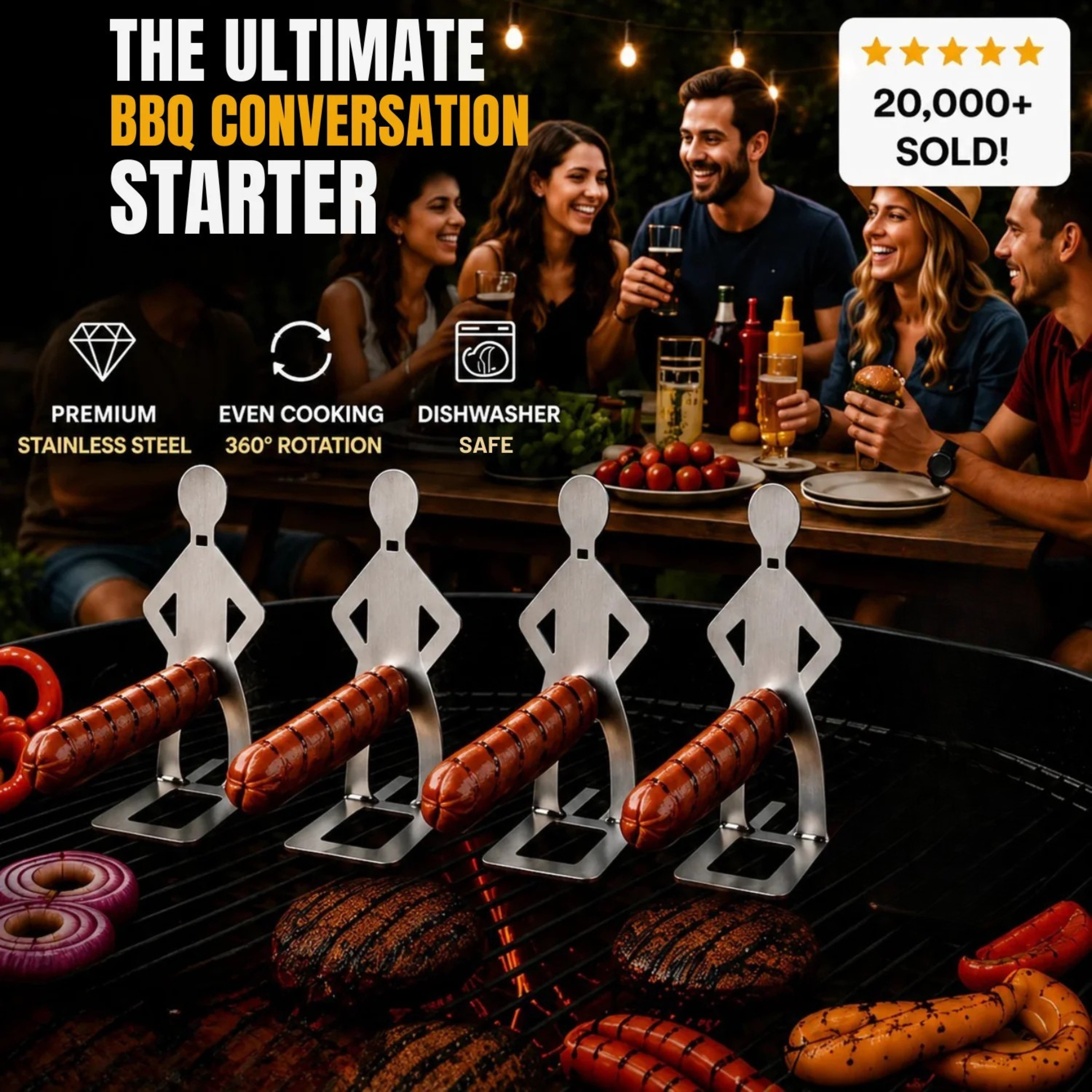 ArtZ® Spitting Cobra Stainless Steel BBQ Sausage Holders – ArtZMiami