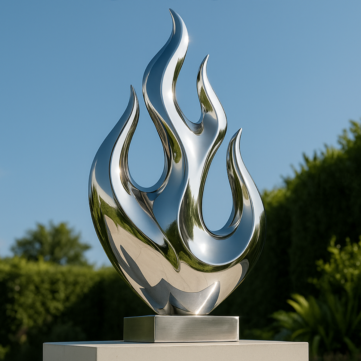 OSO Stainless Steel Eternal Love Flame Sculpture Stainless Steel Flame Sculpture Height: 36 inch (91 cm)