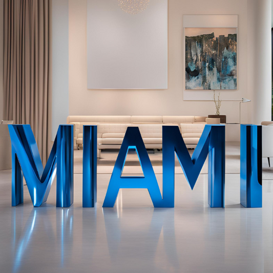 ArtZ® Stainless Steel Miami Sculpture Stainless Steel Miami Sculpture Width: 36 inch (91 cm)
