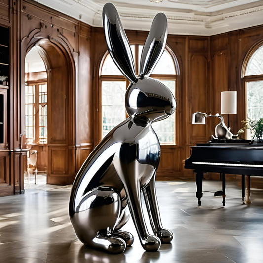 ArtZ® Stainless Steel Rabbit Sculpture Stainless Steel Rabbit Sculpture Height: 36 inch (91 cm)