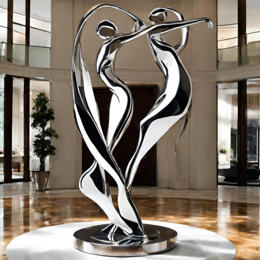 ArtZ® Stainless Steel Abstract Dancing Couple Sculpture Stainless Steel Abstract Dancing Couple Sculpture