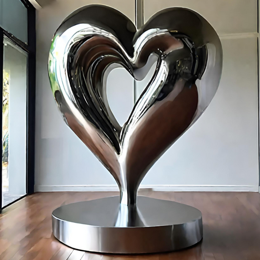 ArtZ® Stainless Steel Heart Sculpture Stainless Steel Heart Sculpture Height: 36 inch (91 cm)