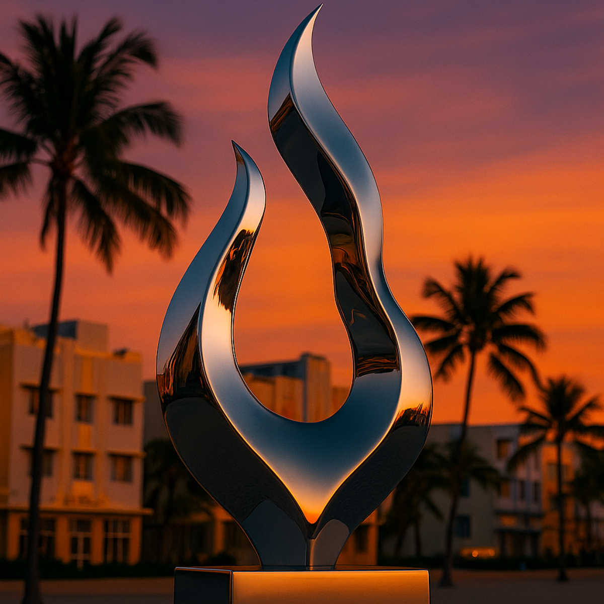 OSO Stainless Steel Ignite Me Flame Sculpture Stainless Steel Flame Sculpture Height: 36 inch (91 cm)