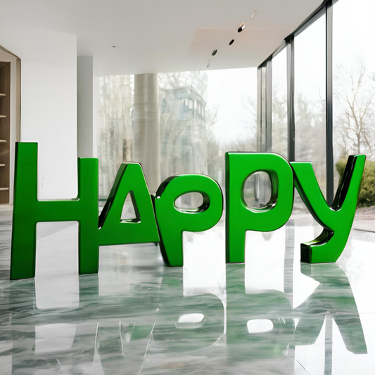 OSO Stainless Steel Happy Sculpture Stainless Steel Happy Sculpture Width: 36 inch (91 cm)