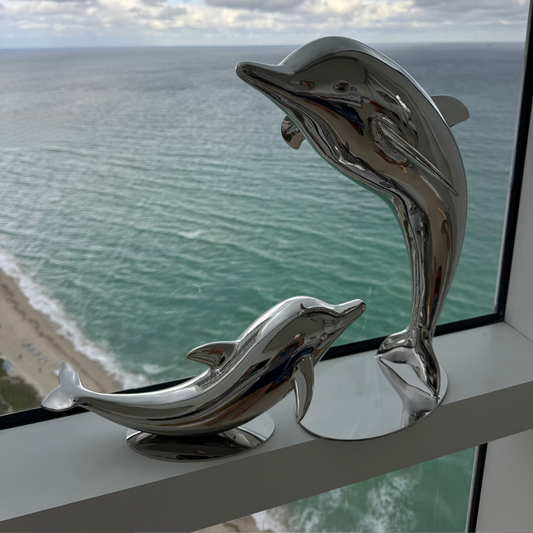 ArtZ® Miami Dolphins Stainless Steel Sculpture Stainless Steel Dolphin Sculpture