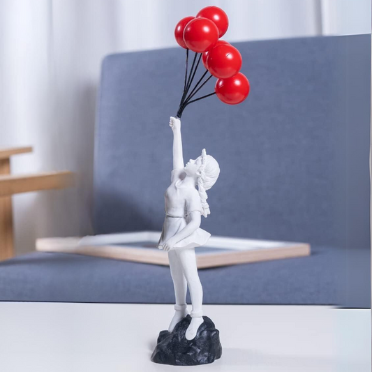 ArtZ® Fly Away Balloon Girl Sculpture Balloon Girl Sculpture White