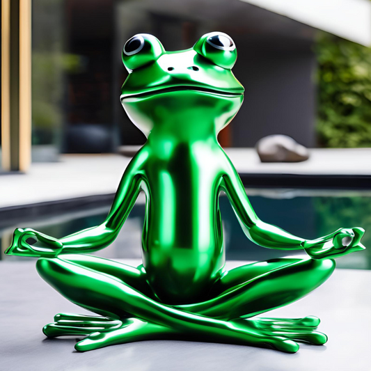 ArtZ® Stainless Steel Yoga Frog Sculpture Stainless Steel Yoga Frog Sculpture