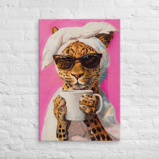 ArtZ® Coffee Tea Or Me Cougar Painting Wall Art