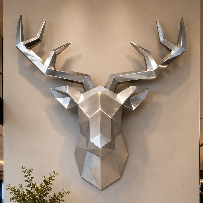 OSO Stainless Steel Aurelian Stag Sculpture Stainless Steel Aurelian Stag Deer Sculpture