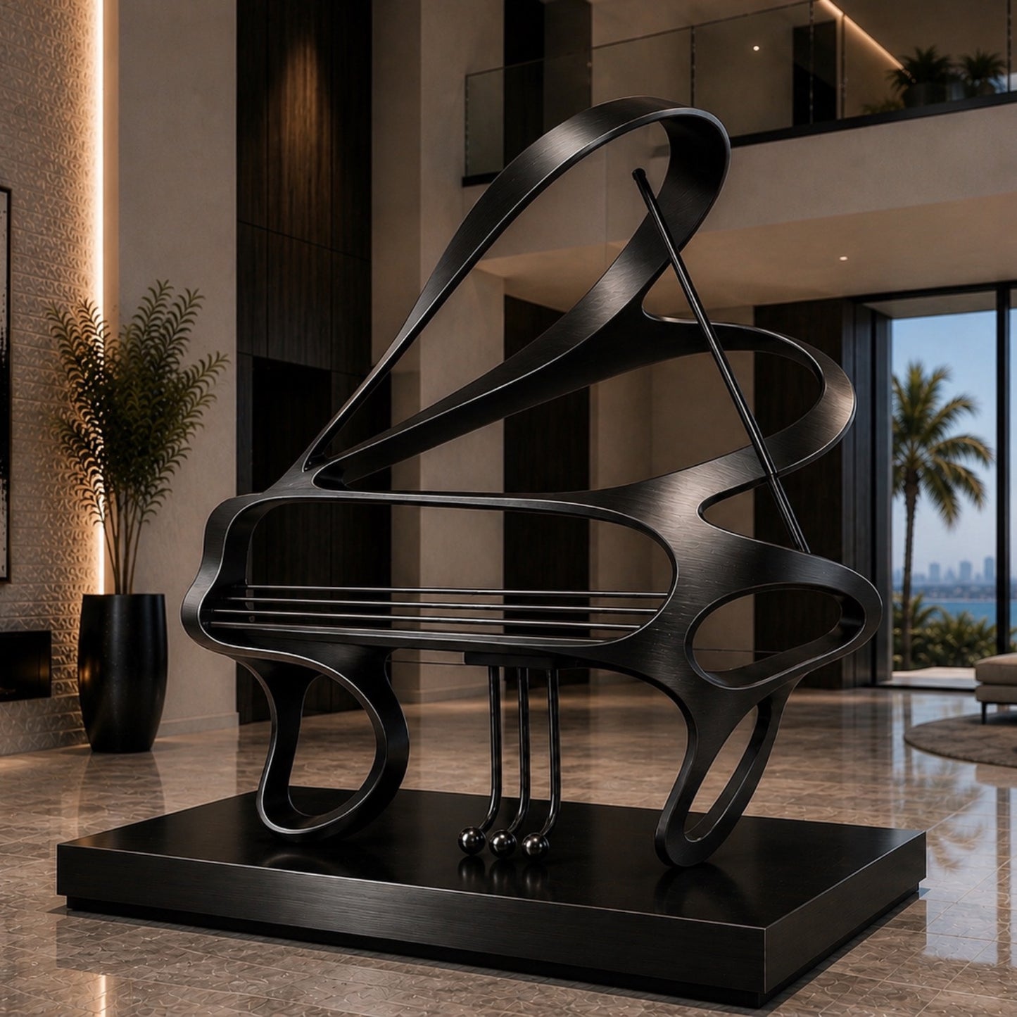 Andrew Smith Stainless Steel Opus Noir Sculpture Andrew Smith Stainless Steel Grand Piano Sculpture Height: 19.6 inch (50 cm)