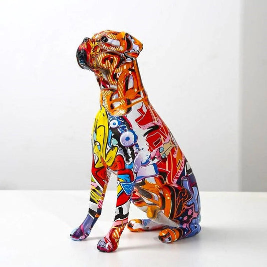 ArtZ® Boxer Nordic Painted Statue Graffiti Dog Sculptures Graffiti