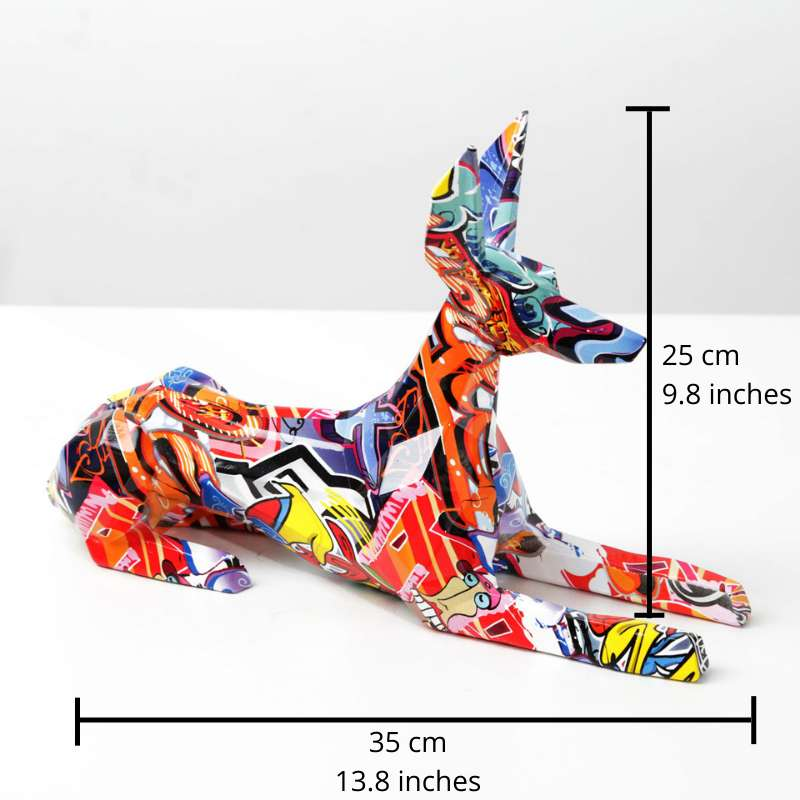 ArtZ® Doberman Pinscher Graffiti Painted Statue Graffiti Dog Sculptures