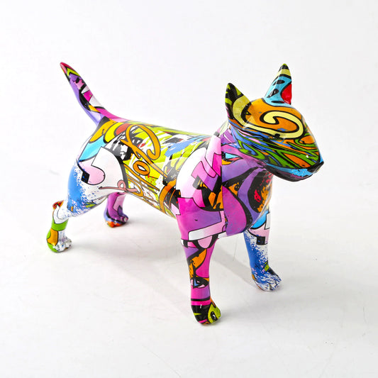 ArtZ® Bull Terrier Nordic Painted Statue Graffiti Dog Sculptures Abstract