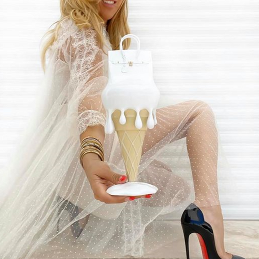 ArtZ® So Fancy Ice Cream Bag Sculpture Sculptures White 12 inch by 4.5 inch by 4.5 inch (30.5 x 11.5 x 11.5 cm)