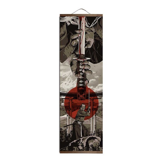 ArtZ® Heart Of A Warrior Samurai Paintings Wall Art Sword 9.8 inch by 31.5 inch (25x80cm)