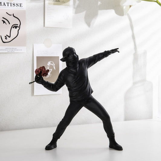 ArtZ® Man Throwing Flowers Sculpture Sculptures Black