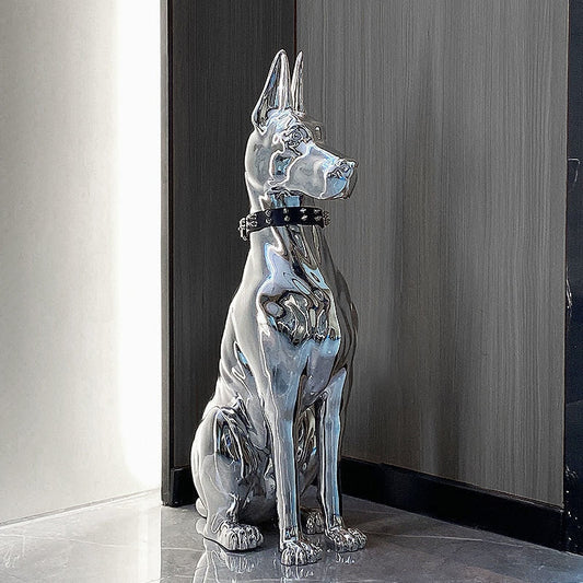 ArtZ® Electroplated Doberman Dog Statue Sculptures