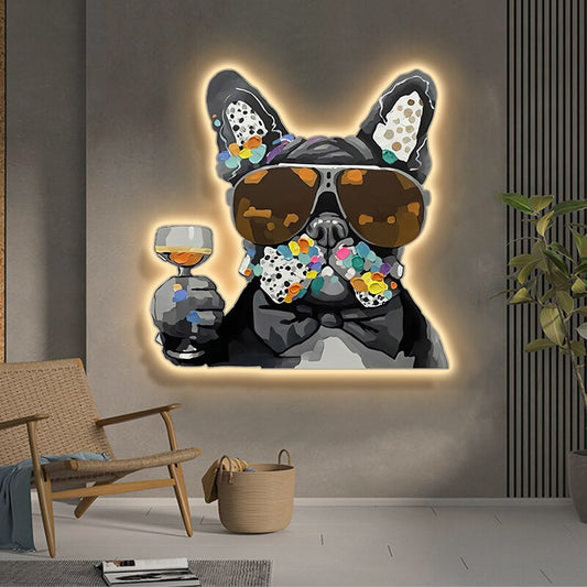 ArtZ® Funky Dog Painting Light Wall Art 19.7 inch Height (50cm) Warm Light