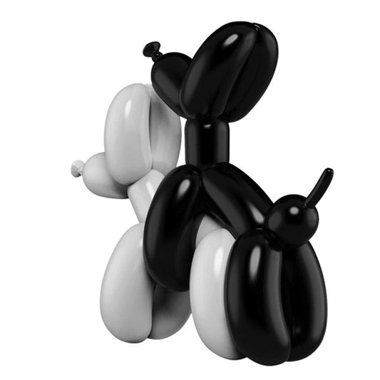 ArtZ® Balloon Dog Getting Busy Sculpture Dog Sculptures Black & White 26x13x25CM