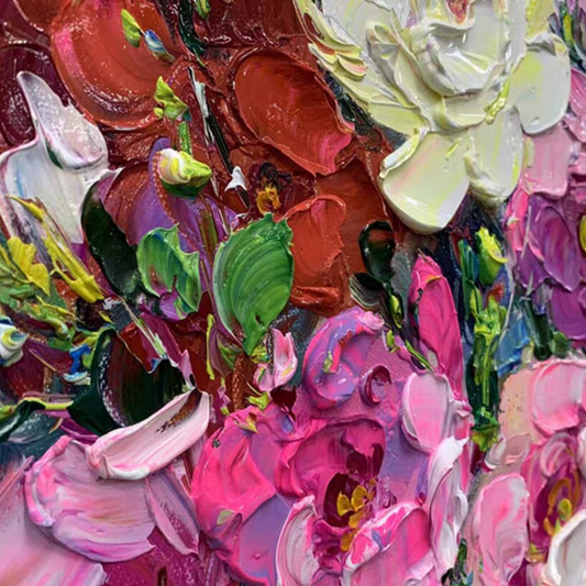 ArtZ® Happy Flowers Hand Painted Oil Painting On Canvas Oil Painting