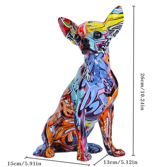ArtZ® Chihuahua Graffiti Painted Statue Graffiti Dog Sculptures