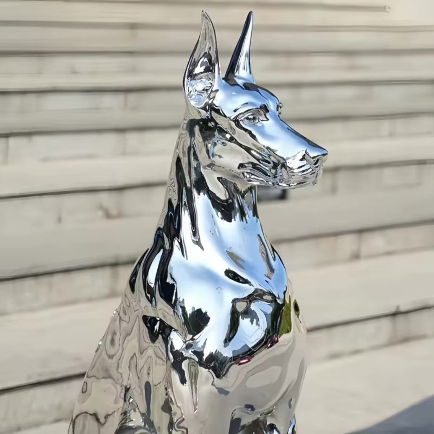 ArtZ® Escultura de aço inoxidável de Doberman Pinscher – ArtZMiami