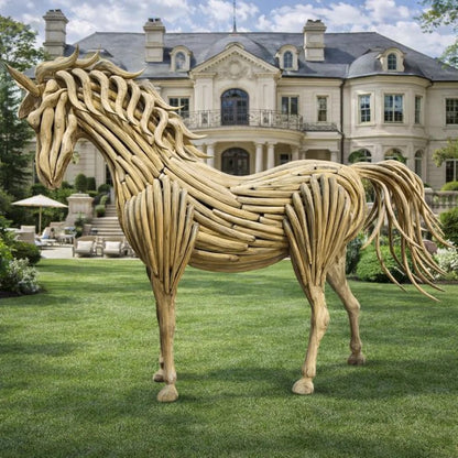 ArtZ® Solid Wood Handmade Artisan Stallion Sculpture