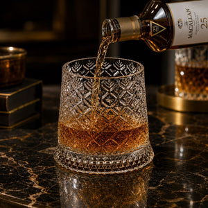 ArtZ® Tokyo Crystal Spinning Whiskey Glass and Base Japanese Tokyo Crystal Spinning Whiskey Glasses
