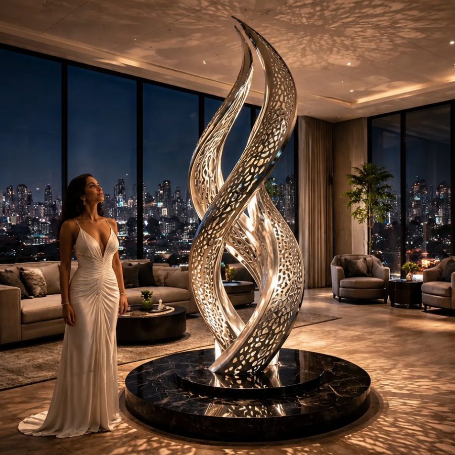 OSO Stainless Steel Reflective DNA Sculpture Stainless Steel Reflective DNA Sculpture