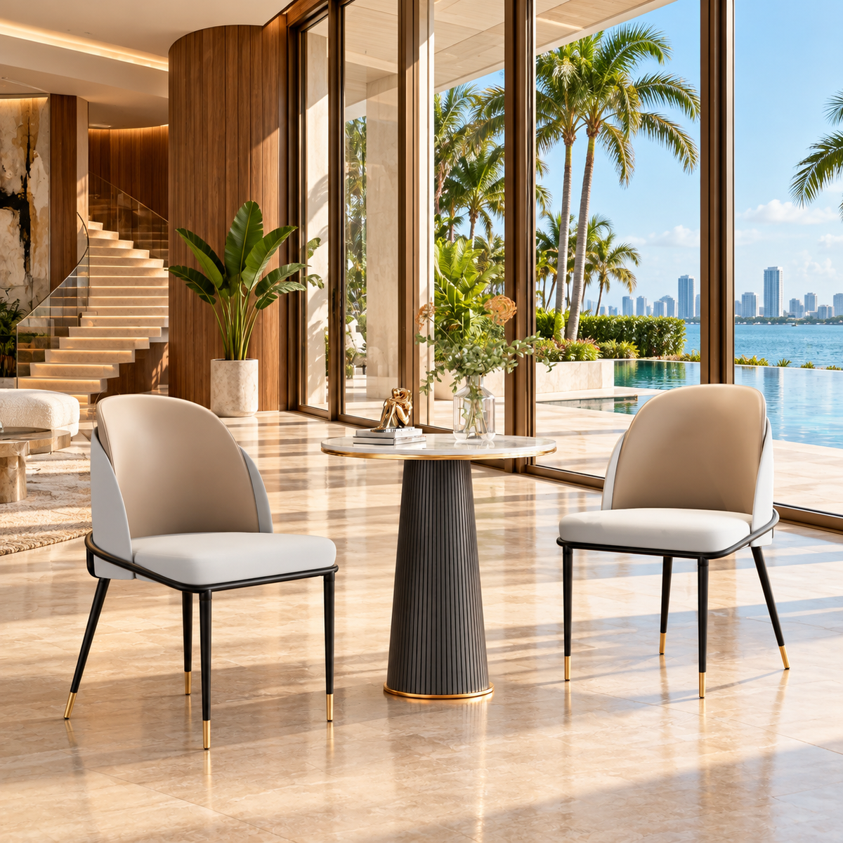 ArtZ® Duo Luxe Chairs, Set of 2 Seats Beige (Set of 2 Chairs)