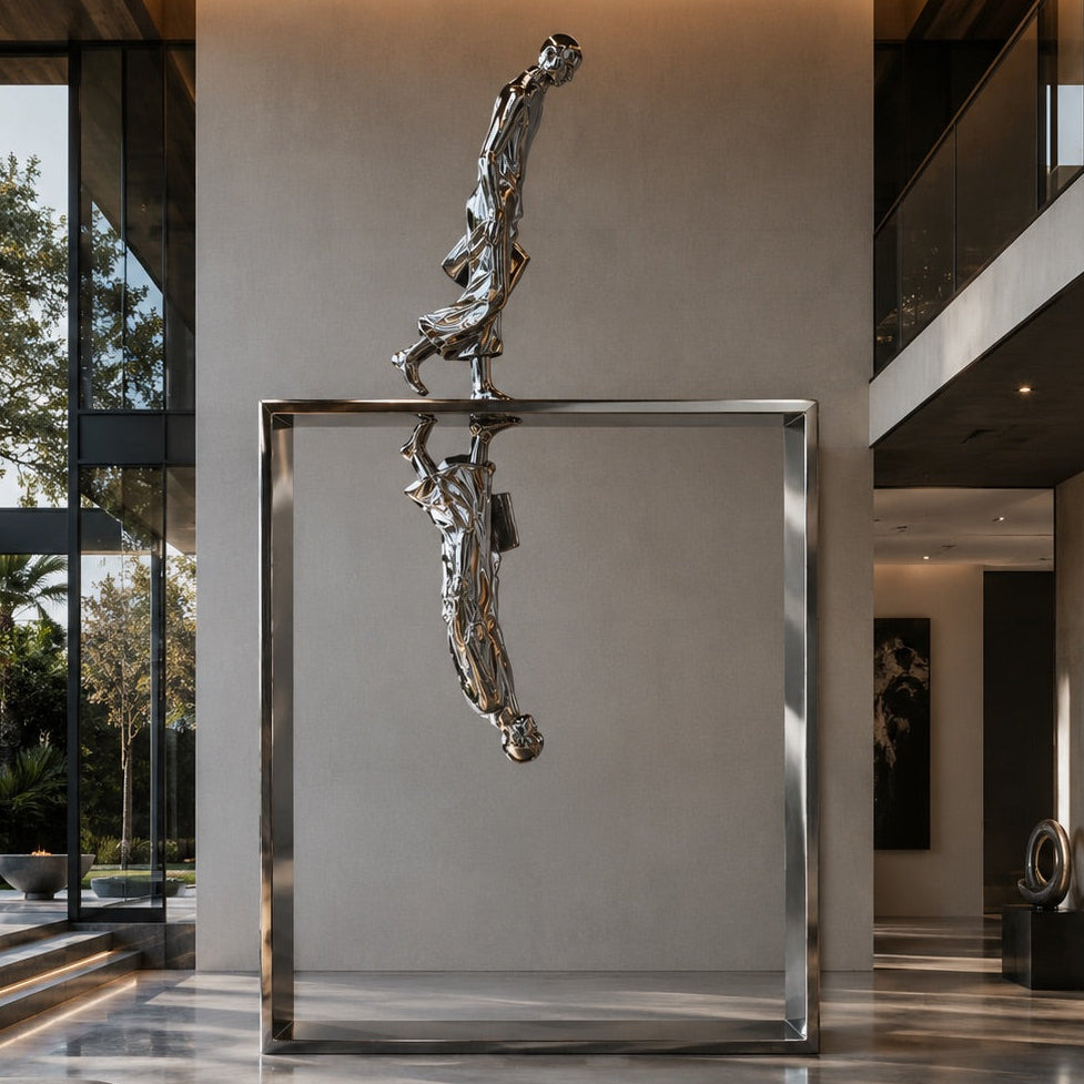 Scultura Elysian Pour di OSO in acciaio inossidabile